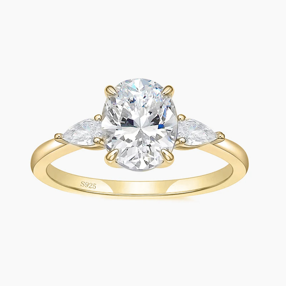 3CT Oval Cubic Zirconia Engagement Ring - Main Image