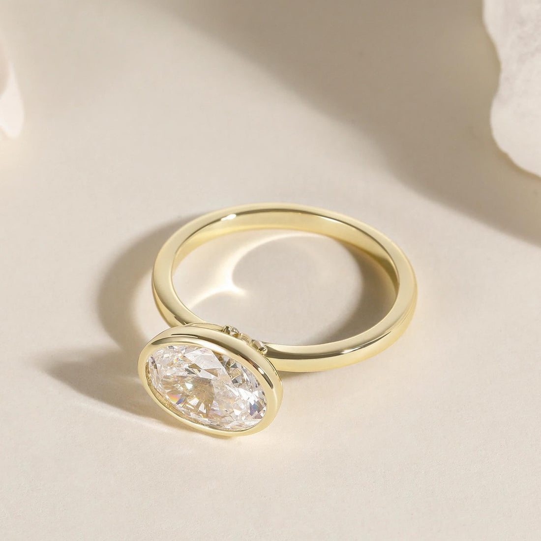 3CT Oval Cut East West Bezel Solitaire Engagement Ring