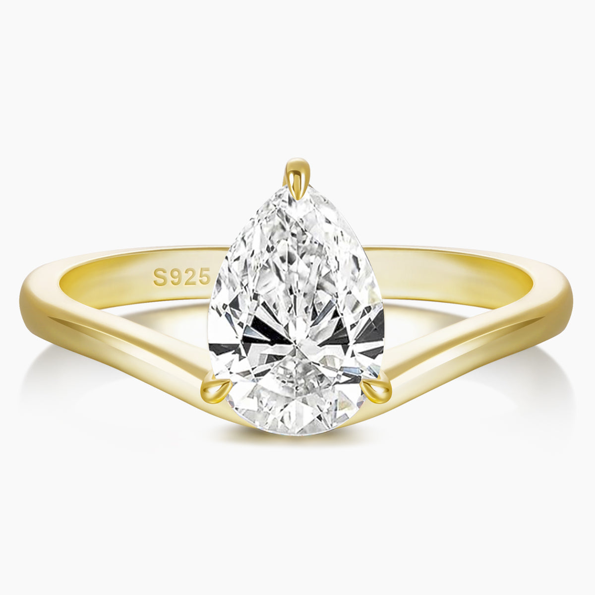 3CT Pear Cut Curved Solitaire Promise Ring