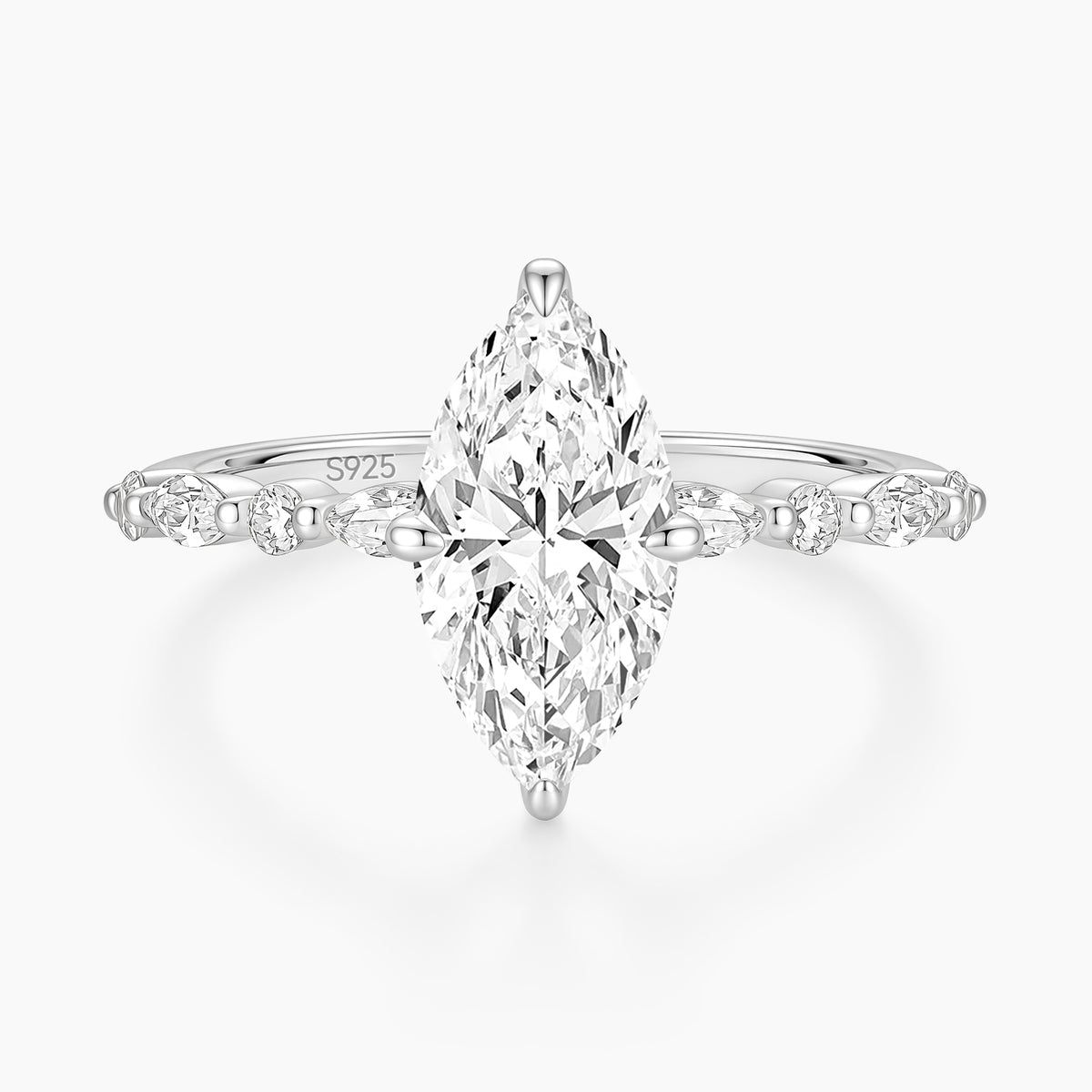 3 Carat Marquise Moissanite Engagement Ring Hidden Halo