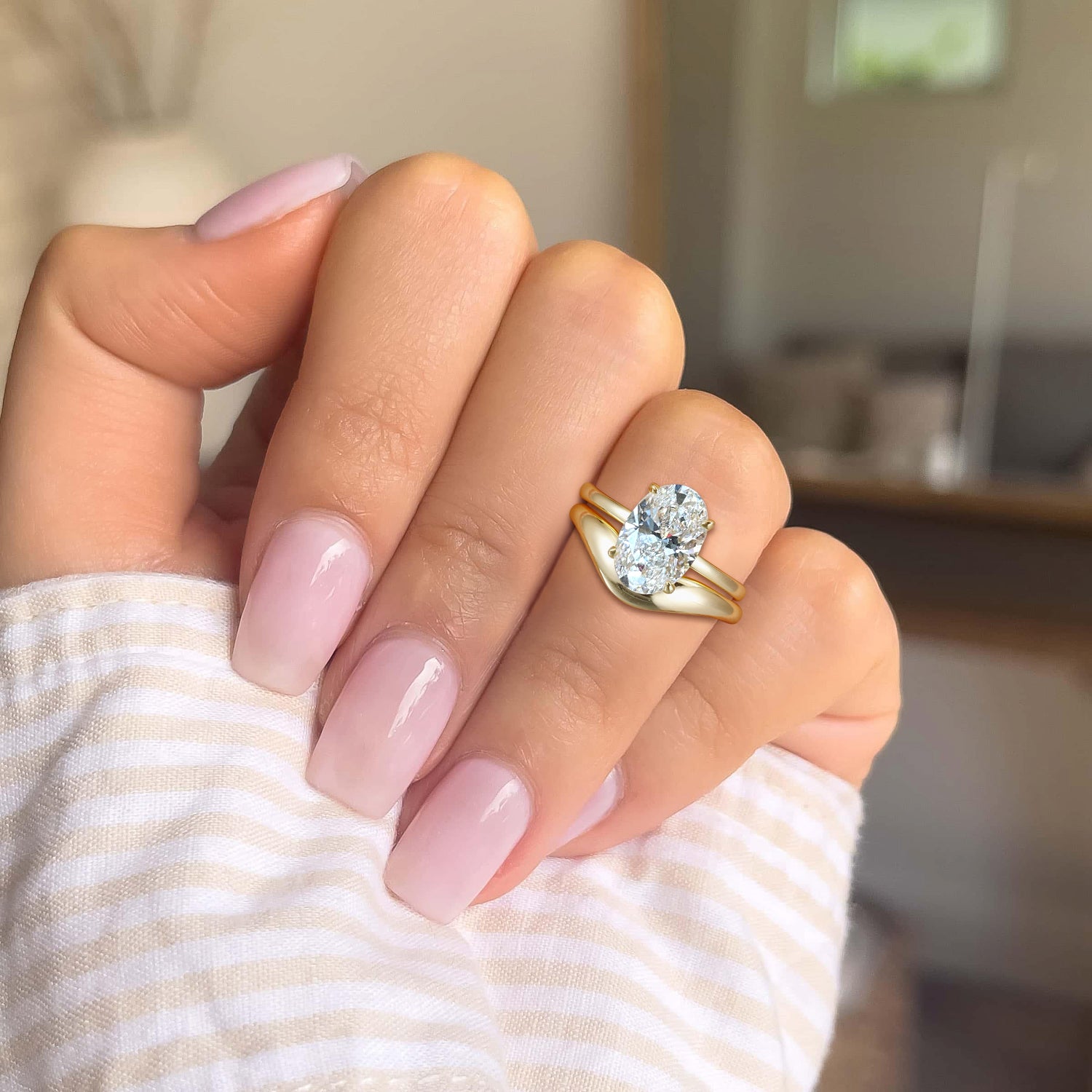 4.5CT Oval Cut Moissanite Wedding Ring Set