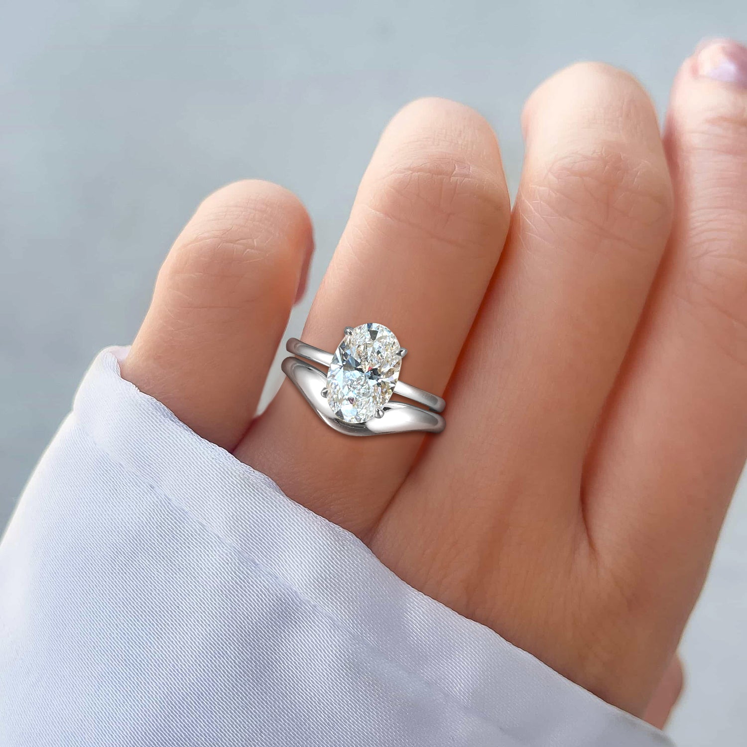 4.5CT Oval Cut Moissanite Wedding Ring Set