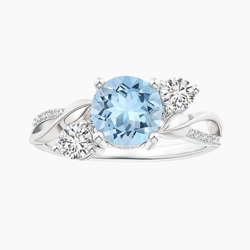 925 Sterling Aquamarine Twist Vine Ring