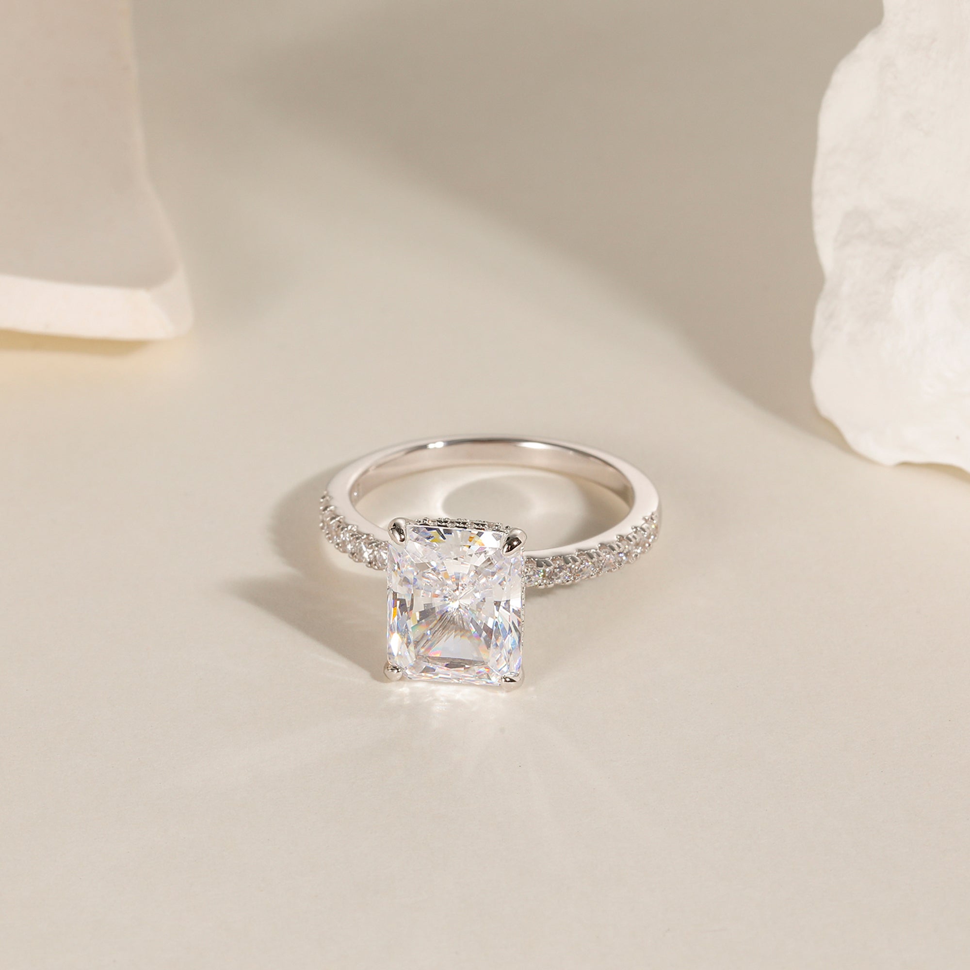 radiant cut ring, sterling silver rings for women, affordable wedding rings, cubic zirconia ring, 4ct ring, sterling silver cubic zirconia rings, travel ring, cheap rings, inexpensive promise ring, cz engagement rings, silver engagement rings, cubic zirconia usa, fake diamond rings