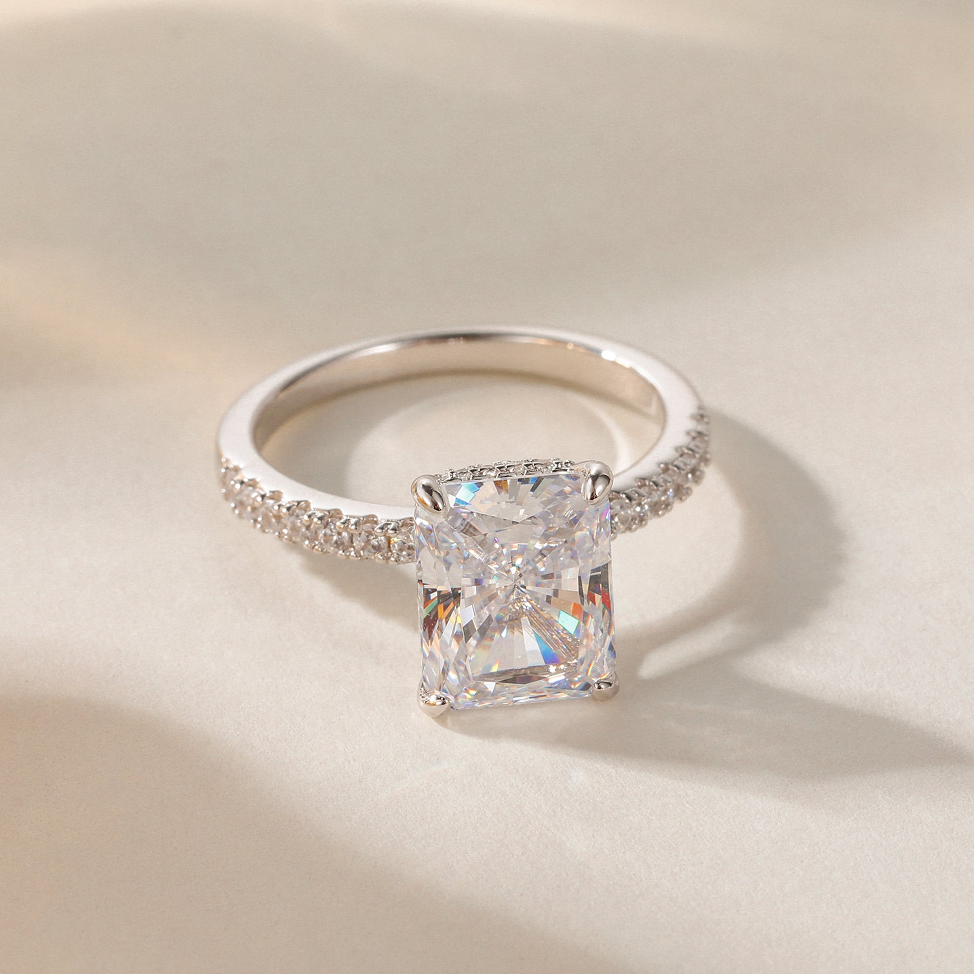 radiant cut ring, sterling silver rings for women, affordable wedding rings, cubic zirconia ring, 4ct ring, sterling silver cubic zirconia rings, travel ring, cheap rings, inexpensive promise ring, cz engagement rings, silver engagement rings, cubic zirconia usa, fake diamond rings