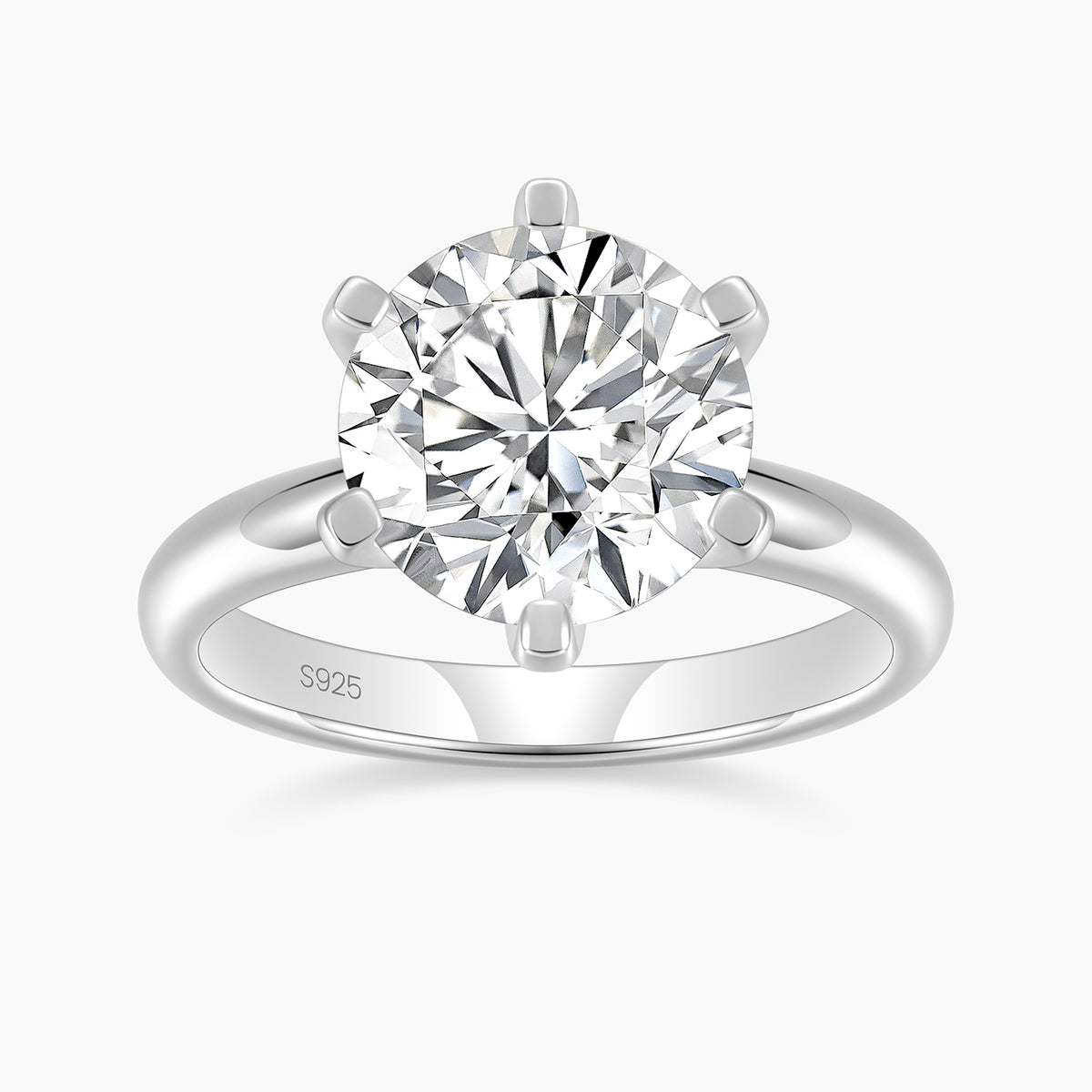 4CT Classic Round Cut Moissanite Engagement Ring