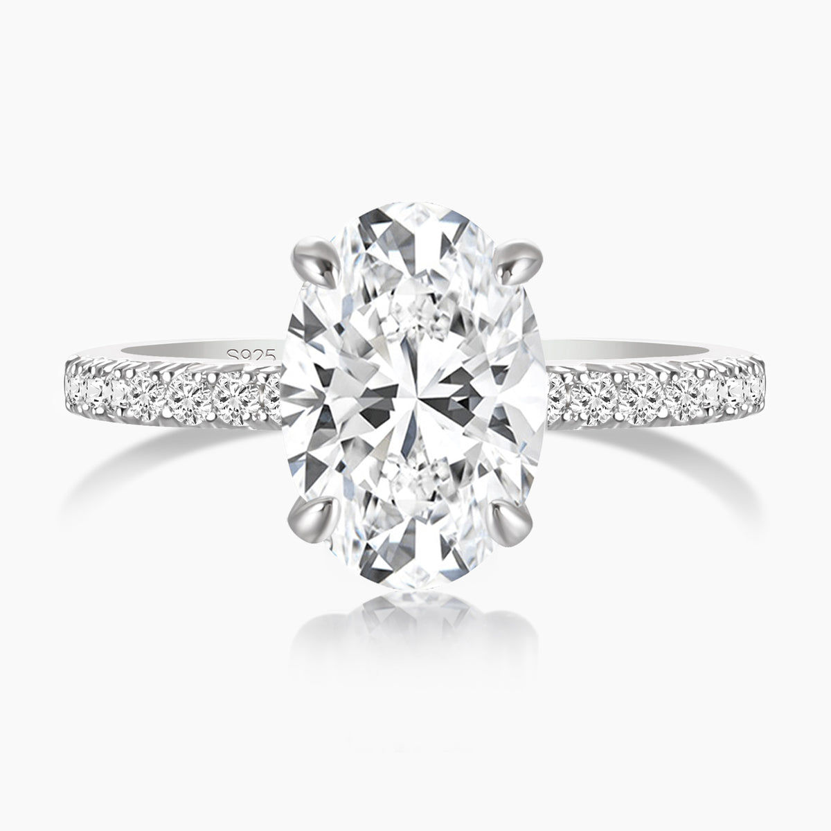 4 Carat Oval Cut Cubic Zirconia Engagement Ring