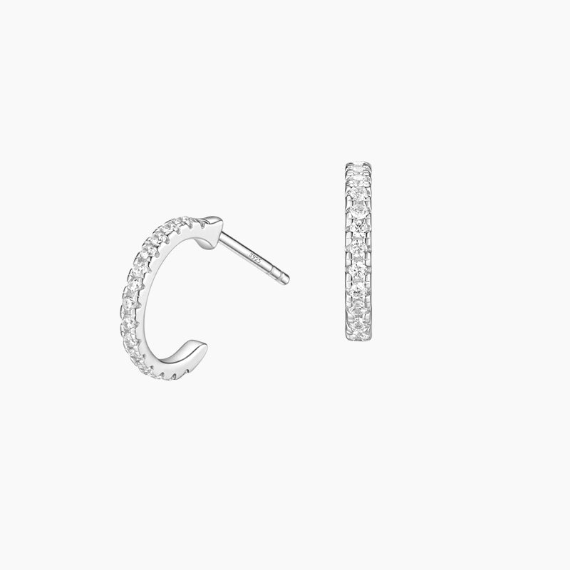 Sterling Stud Huggie Hoop Earrings