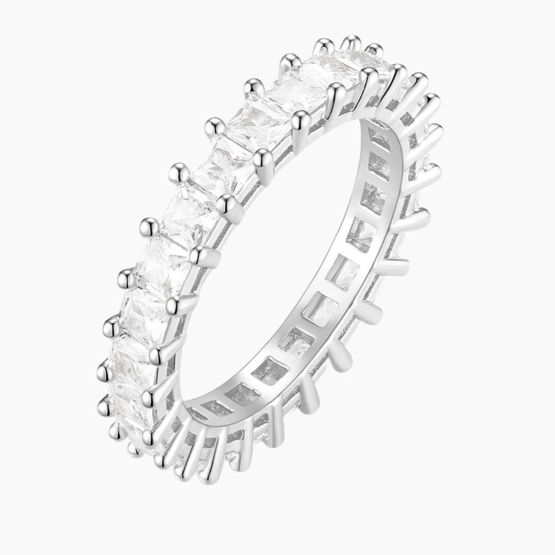 cushion eternity band ring, sterling silver wedding band, cheap wedding band under $50, silver eternity band for women