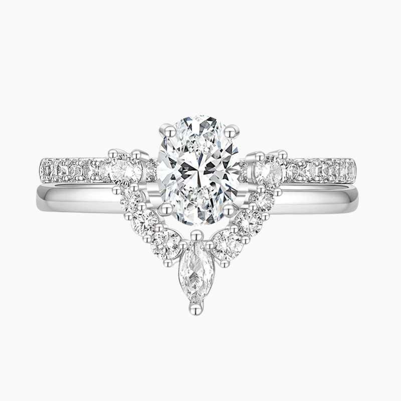 Oval Cut Cubic Zirconia Crown Engagement Commitment Rings Sterling