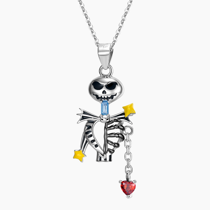 Sterling Halloween Skeleton Pendant Necklace