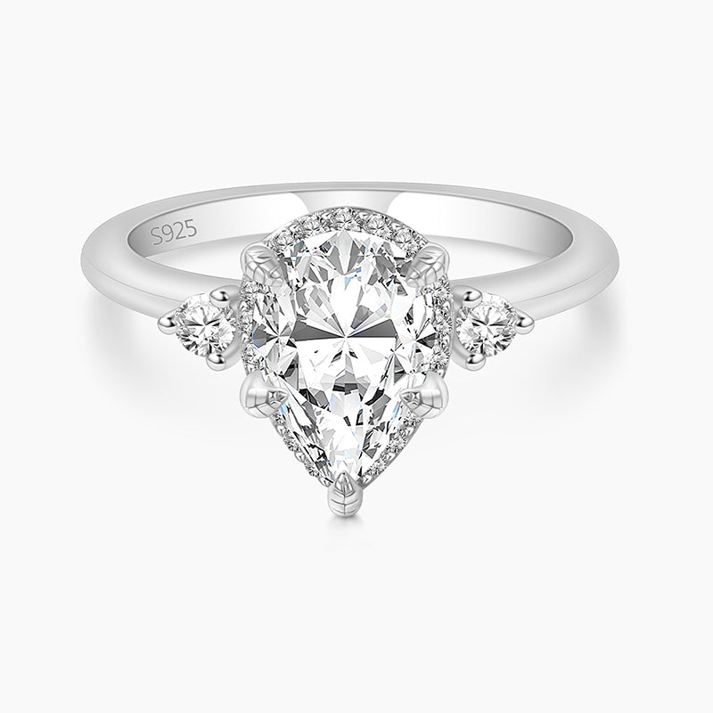 925 Sterling Pear Shaped 5 Prong Gemstone Ring