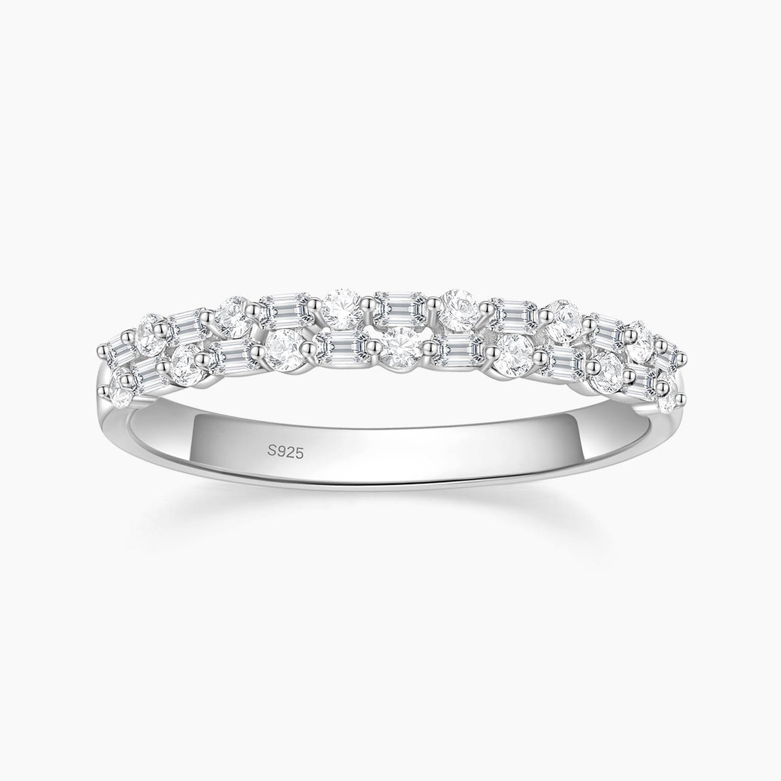 classic gemstone rings, sterling silver rings, round cut, half eternity ring, infinity ring, s925 band ring for women