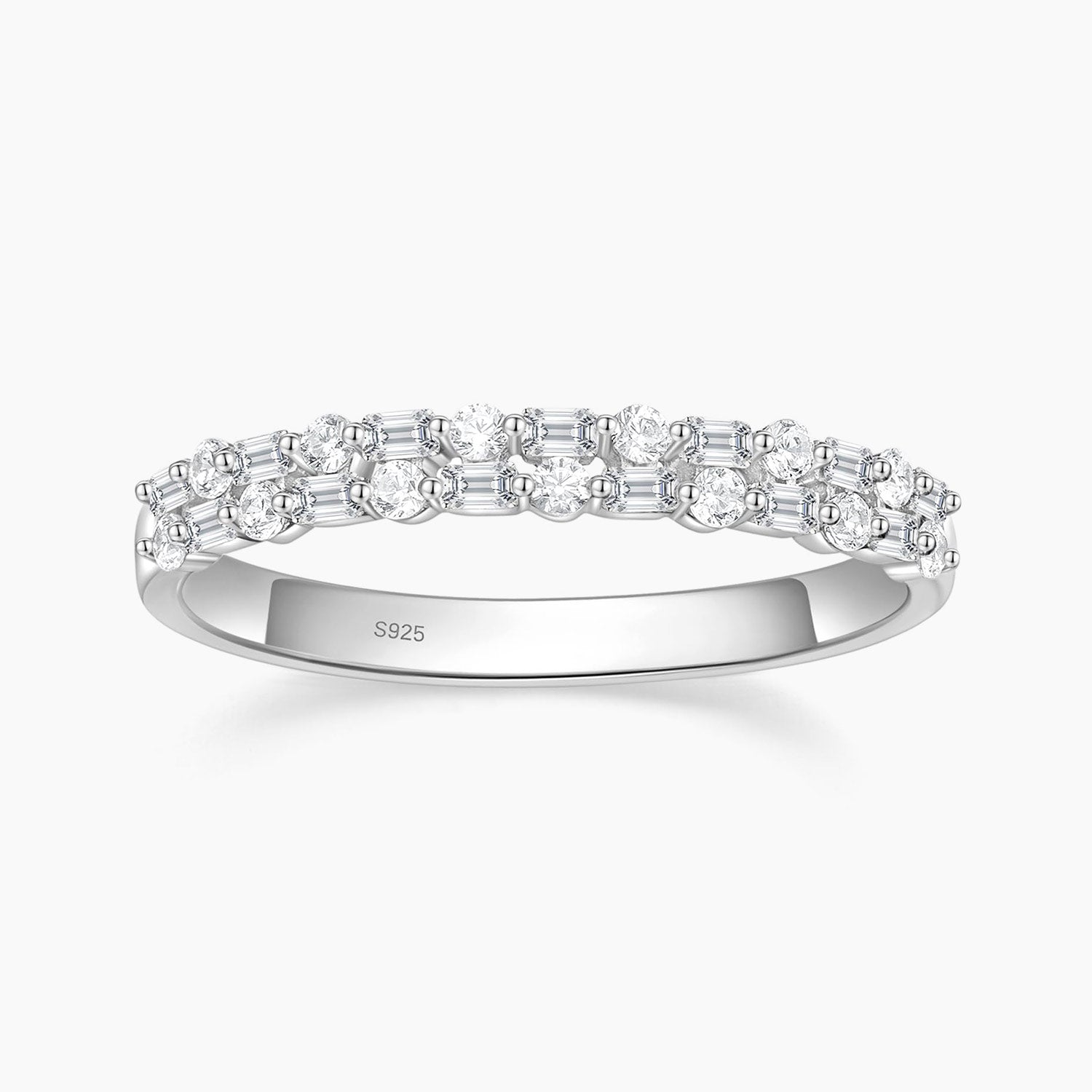classic gemstone rings, sterling silver rings, round cut, half eternity ring, infinity ring, s925 band ring for women