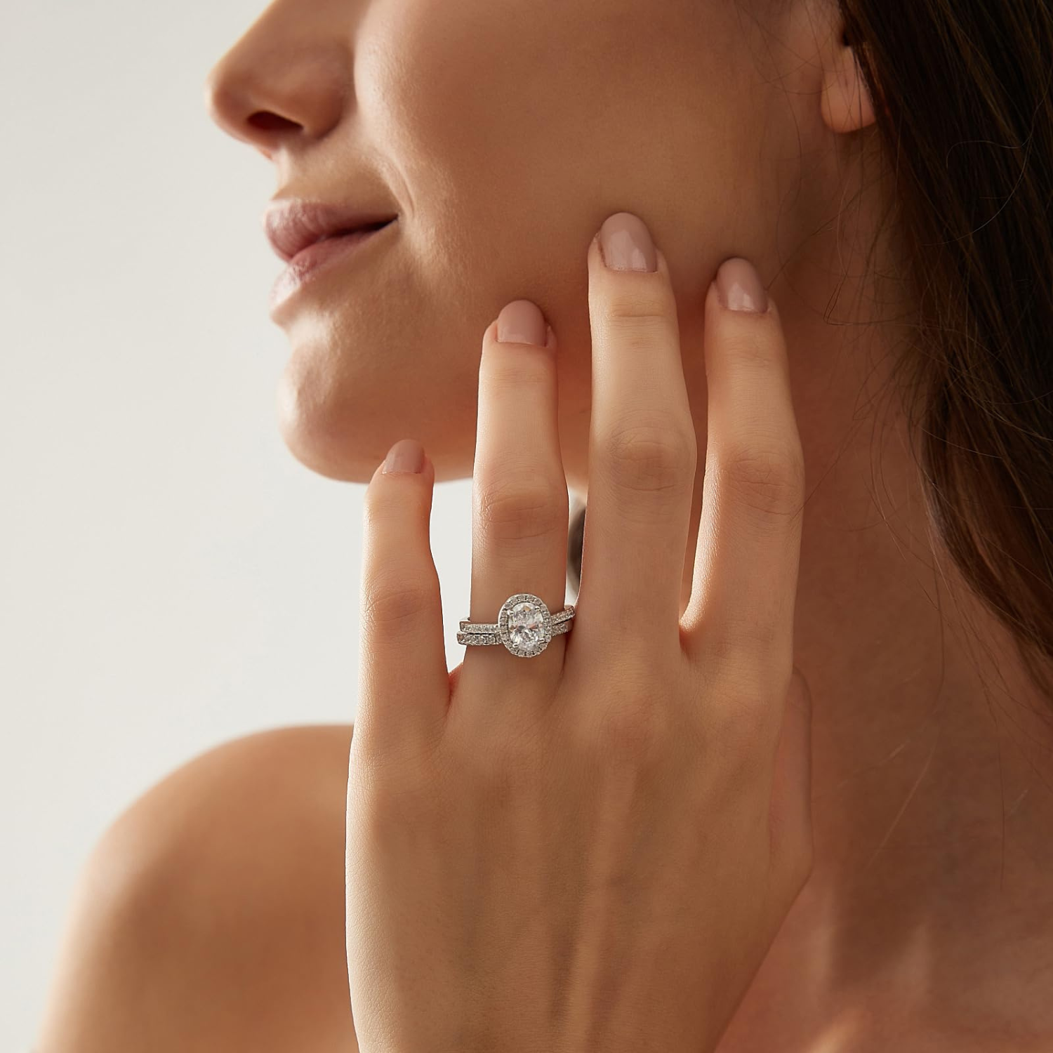 925 prove zelts 925 Sterling Silver Brilliant Oval Cubic Zirconia Promise Ring