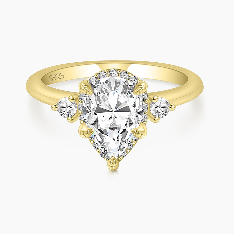 pear shape ring, cubic zirconia silver ring for women, affordable wedding rings, cheap engagement rings