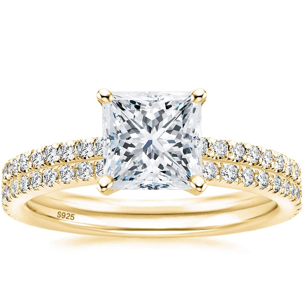 925 Sterling Silver Princess Cut Engagement Ring