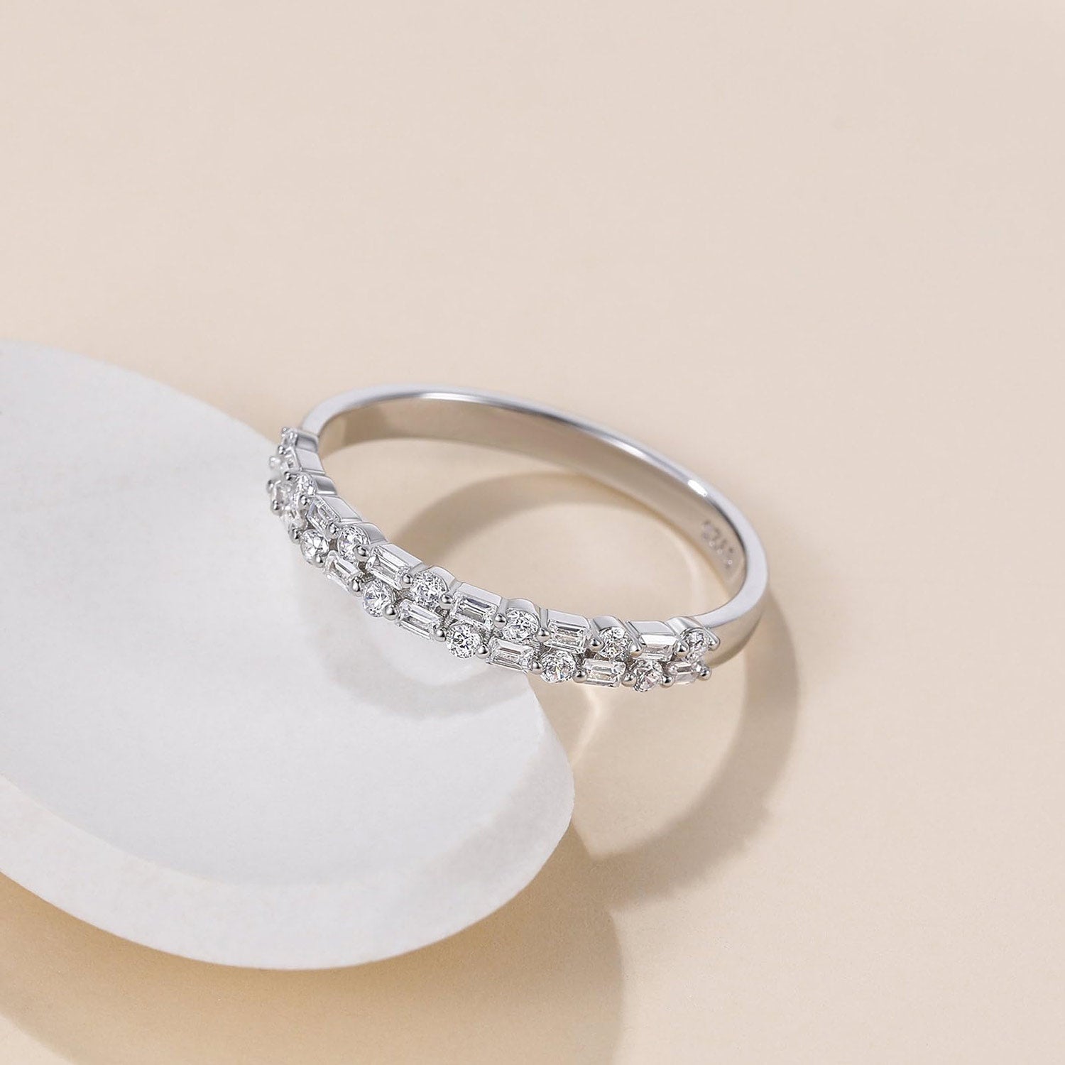 925 sterling silver rings, cz rings, round cut, half eternity ring, infinity ring, s925 band ring for women