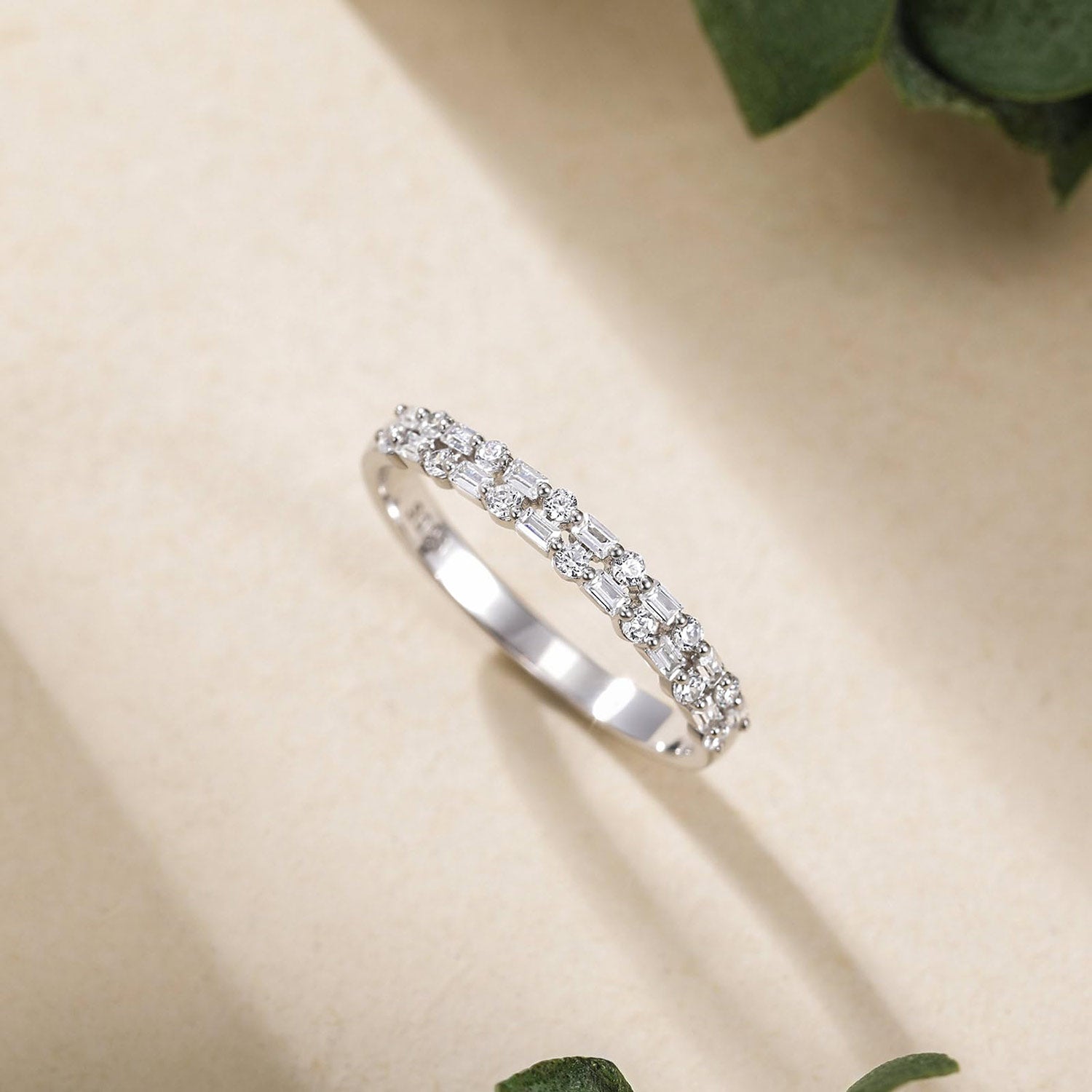 classic gemstone rings, sterling silver rings, round cut, half eternity ring, infinity ring, s925 band ring for women