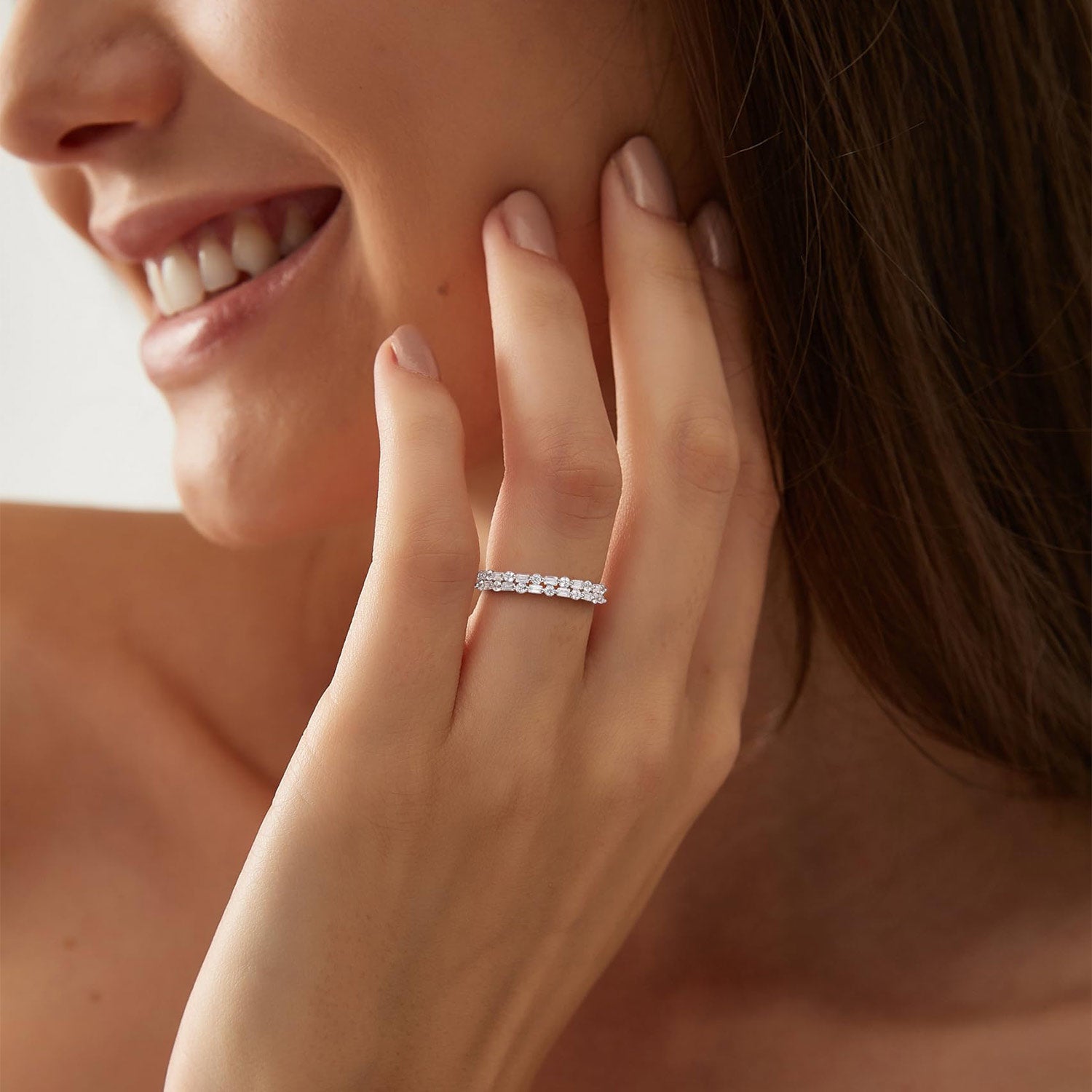 half eternity, stackable ring, cubic zirconia ring