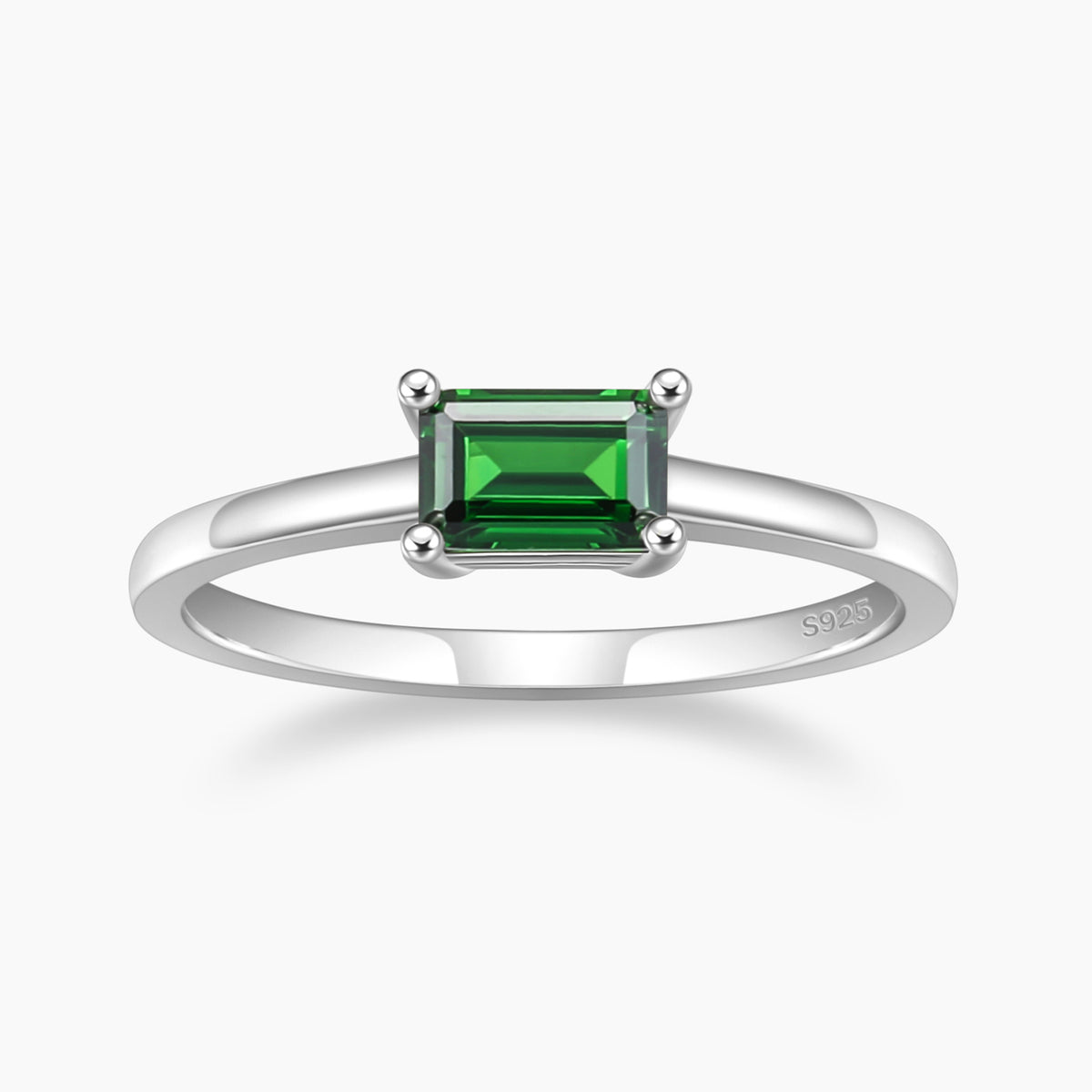 Baguette Birthstone Ring Sterling