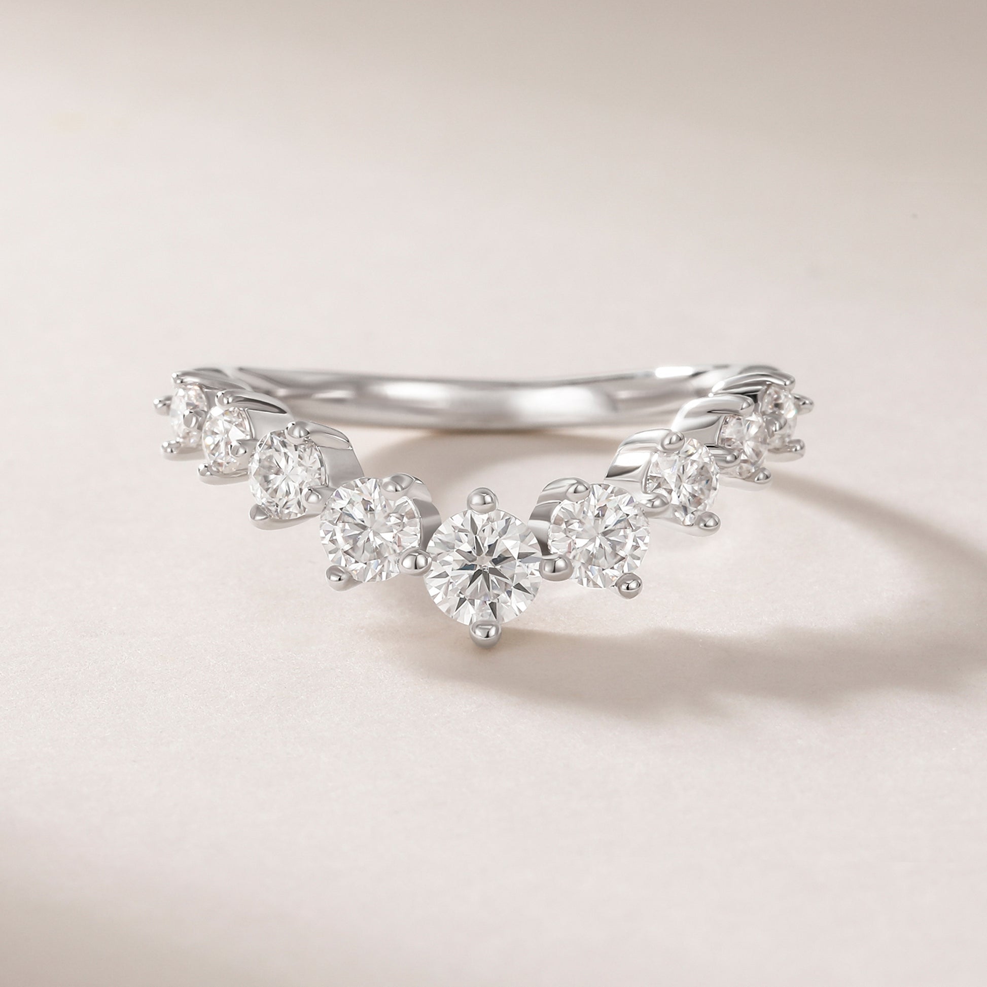 Fede nuziale per anello impilabile Half Eternity in argento sterling 925
