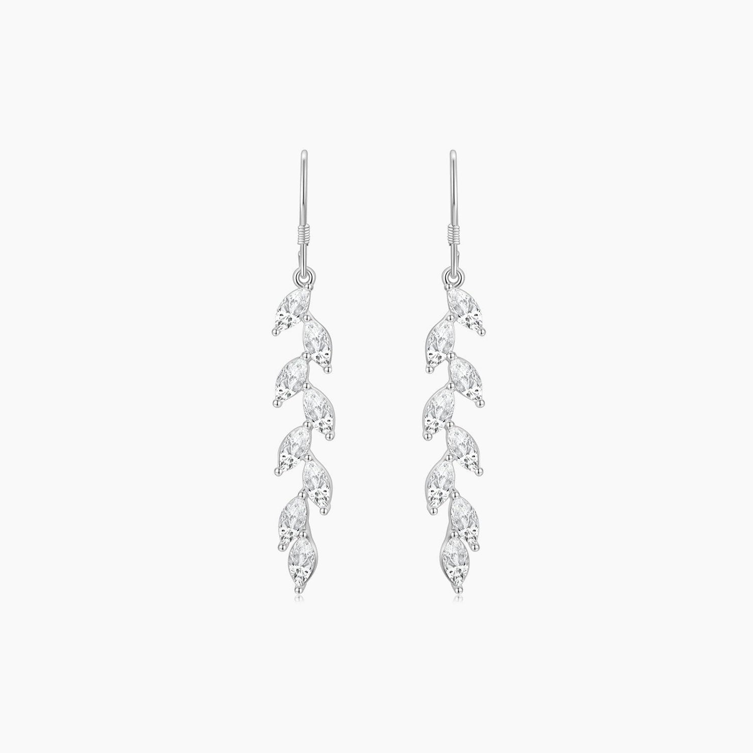 marsquise cut, bridal earrings, wedding earrings, sterling silver, cz stones, dainty earrings