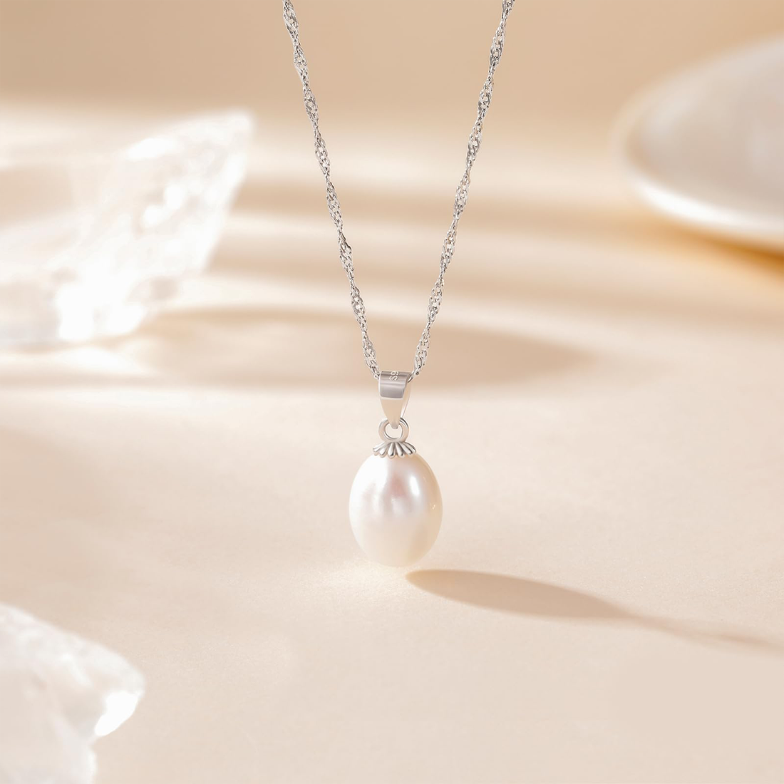 dainty necklace, freshwater pearl necklace, fake pearl necklace, pearl necklace for brides, wedding pearl necklace, silver necklace, pendant necklace