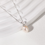 freshwater pearl necklace, fake pearl necklace, pearl necklace for brides, wedding pearl necklace, silver necklace, pendant necklace
