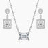 bridal set, bridal earrings, cz necklace for women, sterling silver necklace, silver gemstone necklace, cubic zirconia necklace, cz necklace, dainty necklace, emerald cut, necklace and earrings set, sets bridal jewelry, wedding jewelry sets, 30th wedding anniversary gift