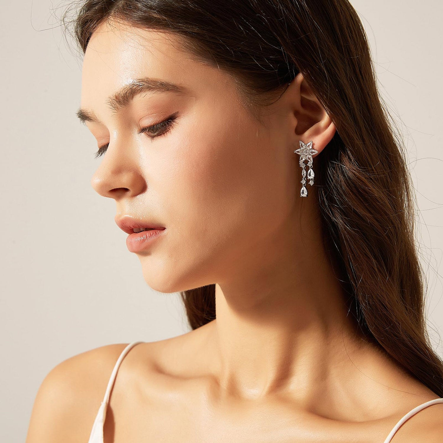 pear cut, flower earrings, drop earrings, statement earrings, cubic zirconia usa, hypoallergenic stud earrings, earrings dangle earrings, prom earrings