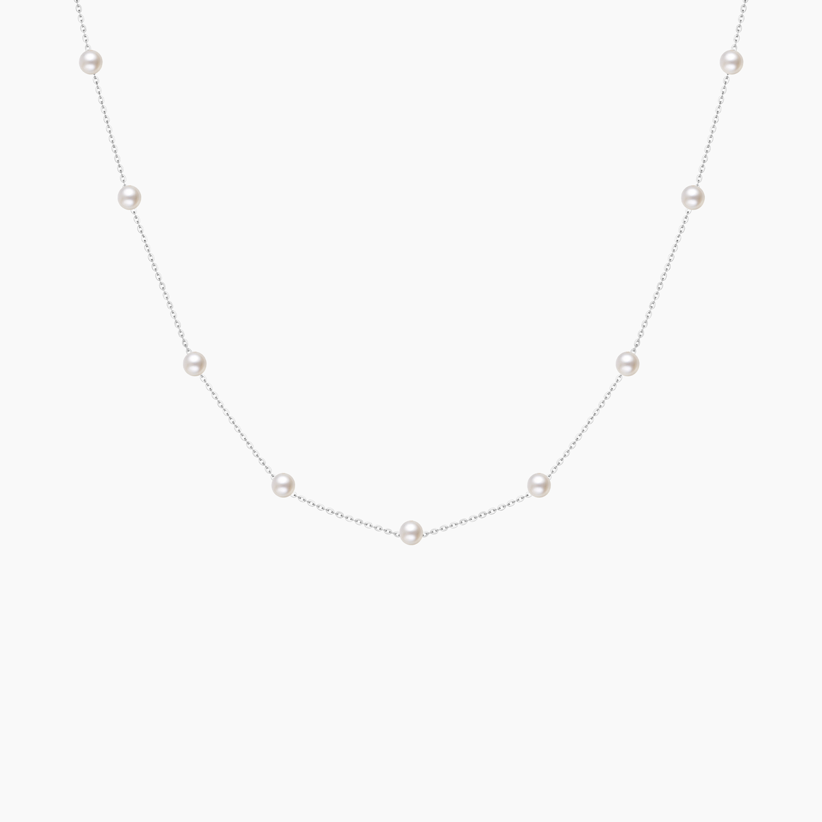 Freshwater Cultured Pearls Station Necklace 925 Sterling