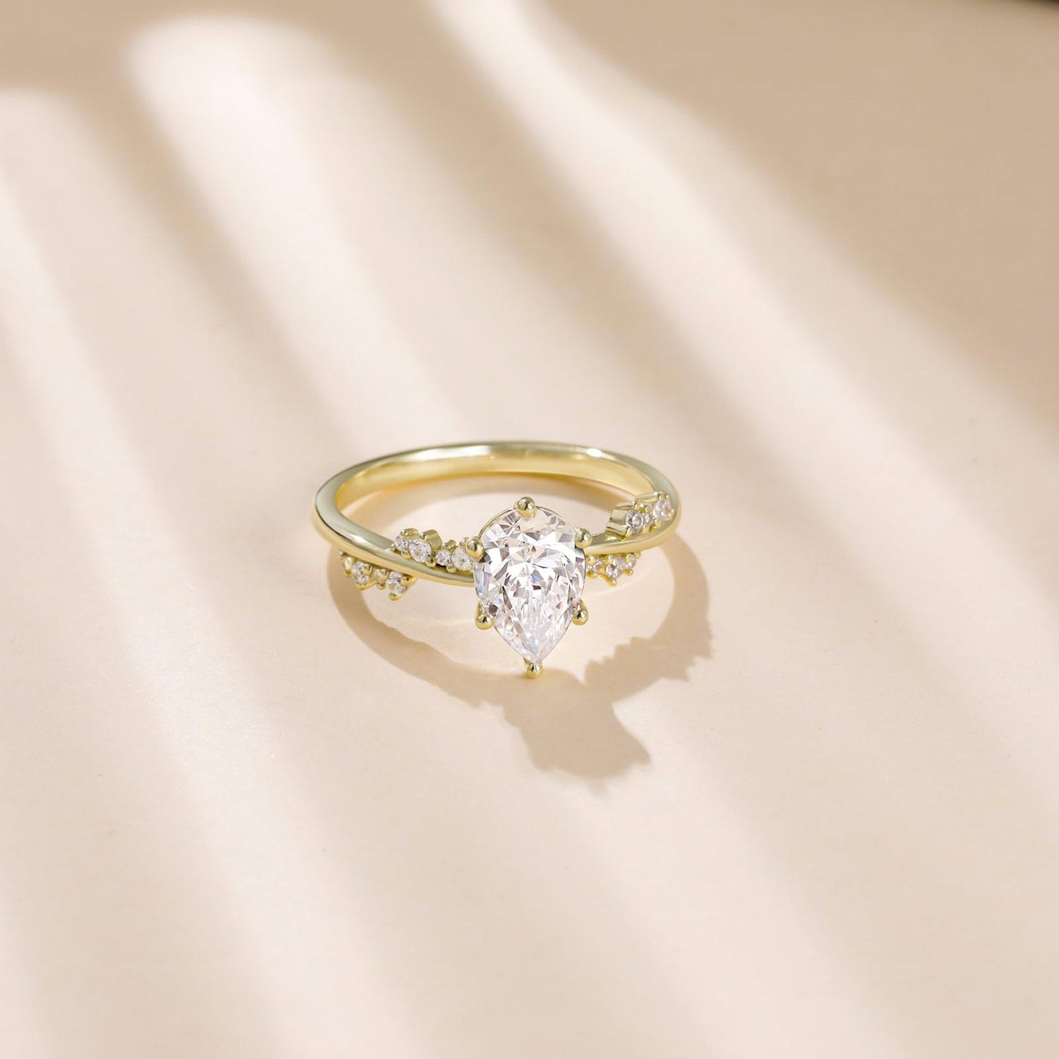 gold plated ring, pear shaped engagement ring, pear ring, 2ct wedding ring, gold wedding ring, pear ring
