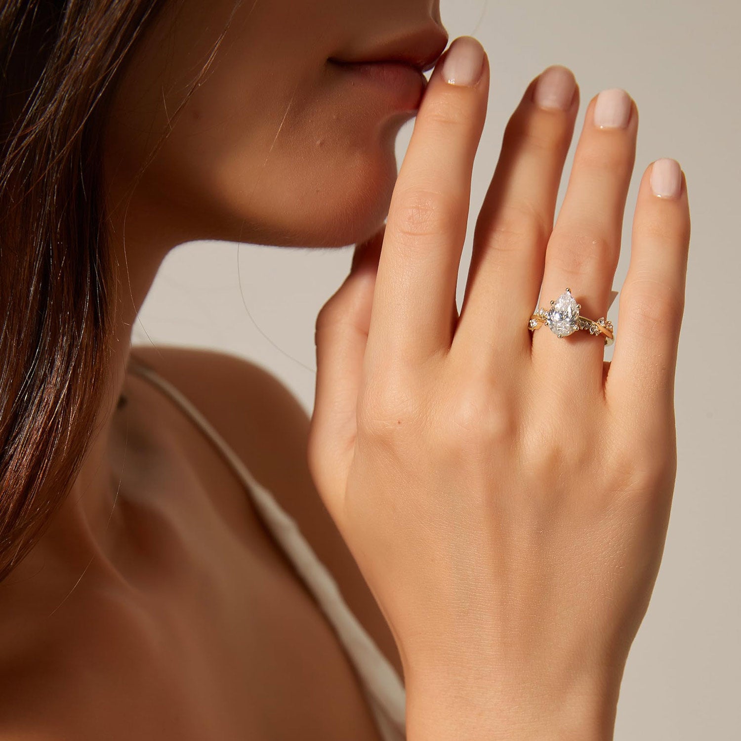 pear cut ring, cubic zirconia ring, sterling silver ring, pear ring, pear shaped engagement ring, pear shaped ring