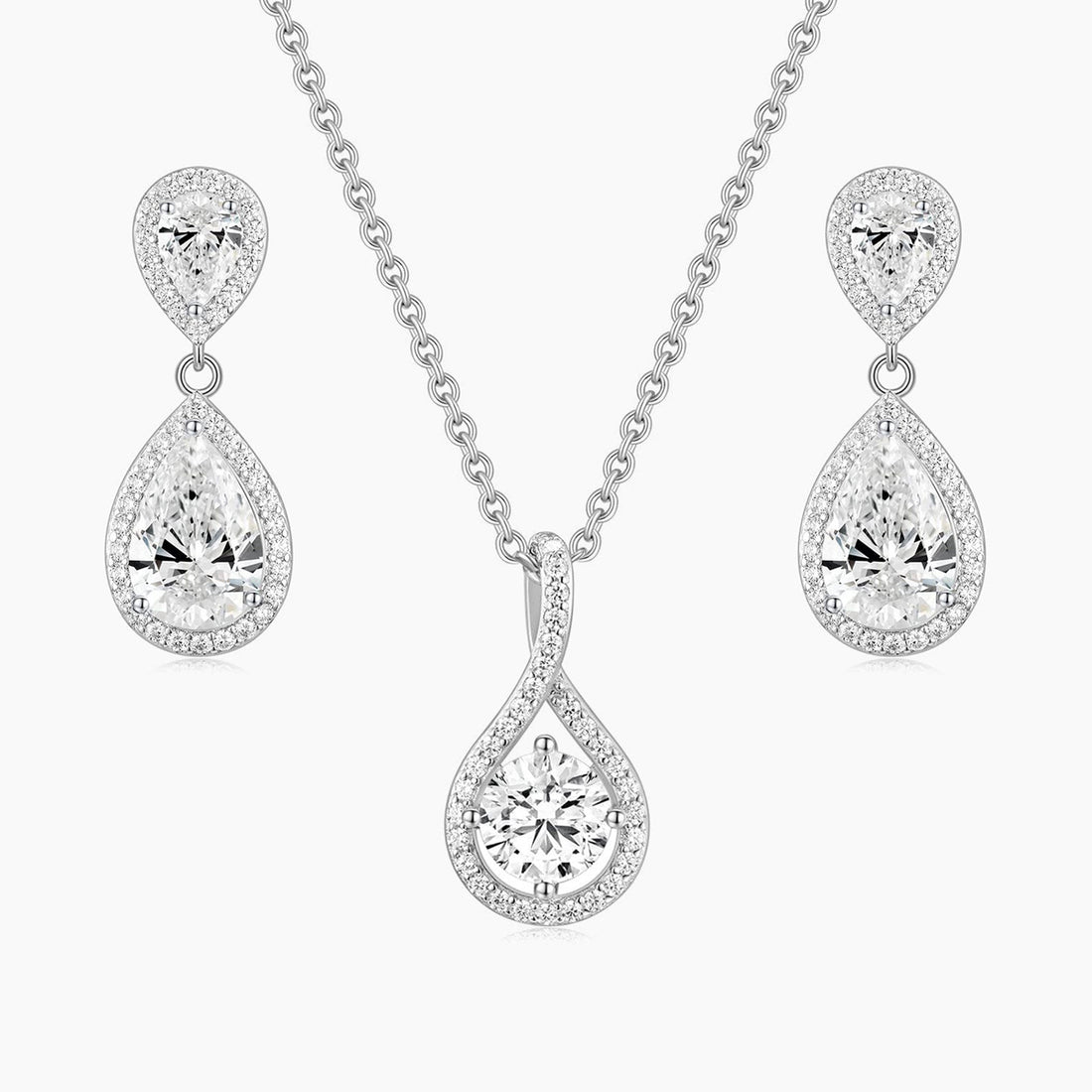bridal set, bridal earrings, teardrop necklace for women, sterling silver necklace, silver gemstone necklace, cubic zirconia necklace, cz necklace, dainty necklace, teardrop, necklace and earrings set, sets bridal jewelry, wedding jewelry sets, affordable wedding ring set, wedding jewelry sets for bride