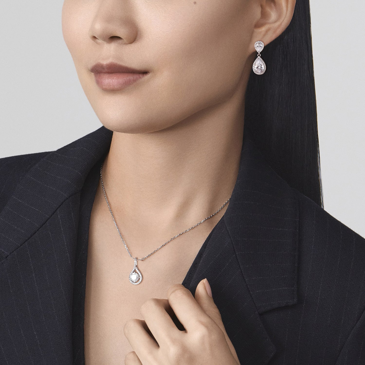 bridal set, bridal earrings, teardrop necklace for women, sterling silver necklace, silver gemstone necklace, cubic zirconia necklace, cz necklace, dainty necklace, teardrop, necklace and earrings set, sets bridal jewelry, wedding jewelry sets, affordable wedding ring set, wedding jewelry sets for bride