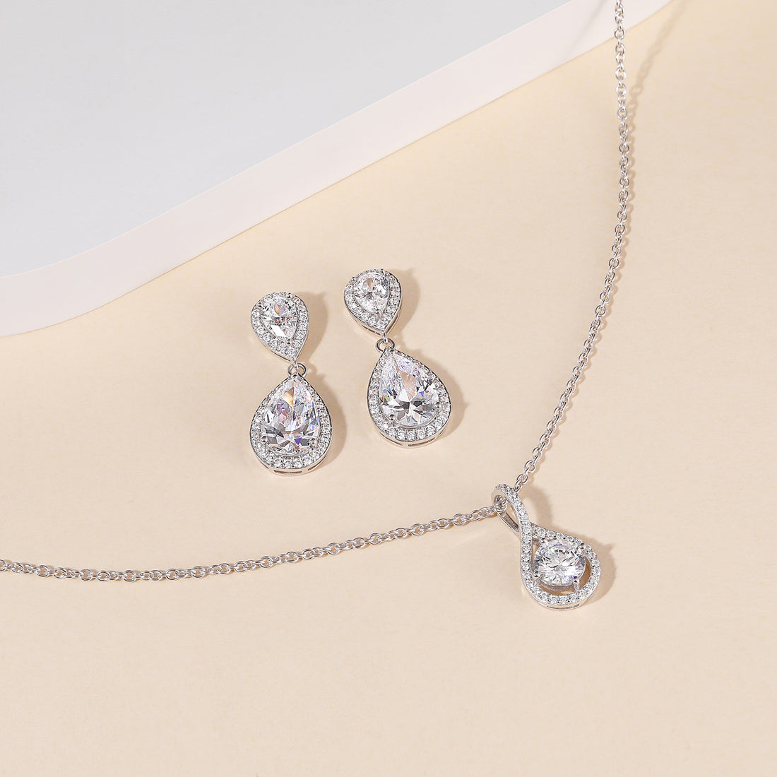 bridal set, bridal earrings, teardrop necklace for women, sterling silver necklace, silver gemstone necklace, cubic zirconia necklace, cz necklace, dainty necklace, teardrop, necklace and earrings set, sets bridal jewelry, wedding jewelry sets, affordable wedding ring set, wedding jewelry sets for bride