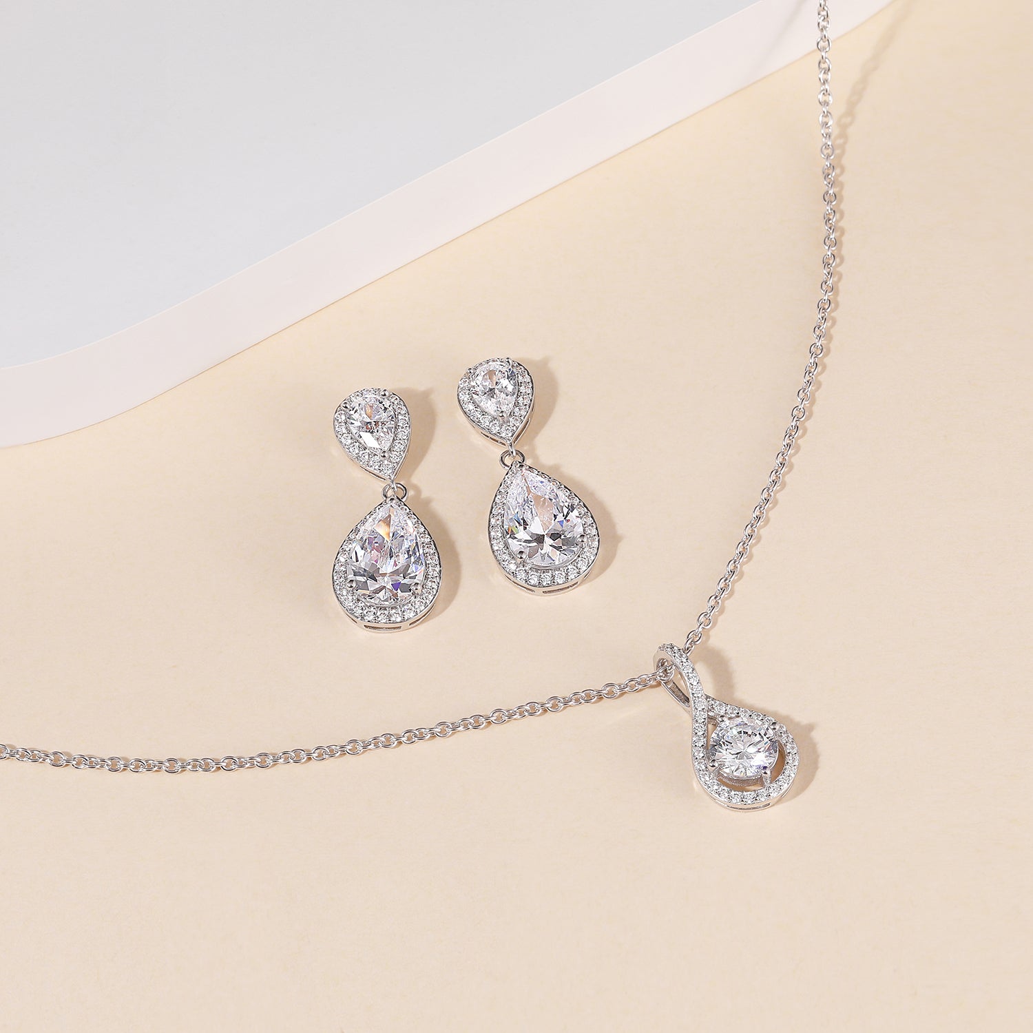 bridal set, bridal earrings, teardrop necklace for women, sterling silver necklace, silver gemstone necklace, cubic zirconia necklace, cz necklace, dainty necklace, teardrop, necklace and earrings set, sets bridal jewelry, wedding jewelry sets, affordable wedding ring set, wedding jewelry sets for bride