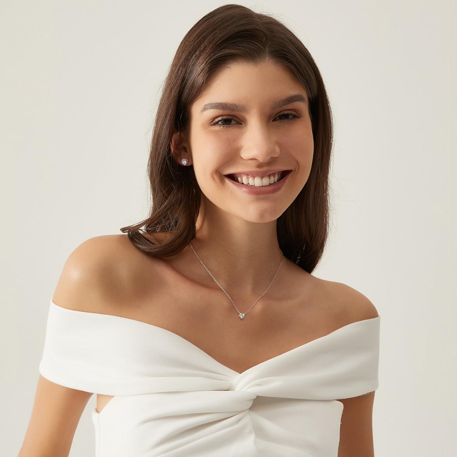 sets bridal jewelry, cz wedding sets, heart earrings, heart necklace, danity necklace, wedding jewelry sets
