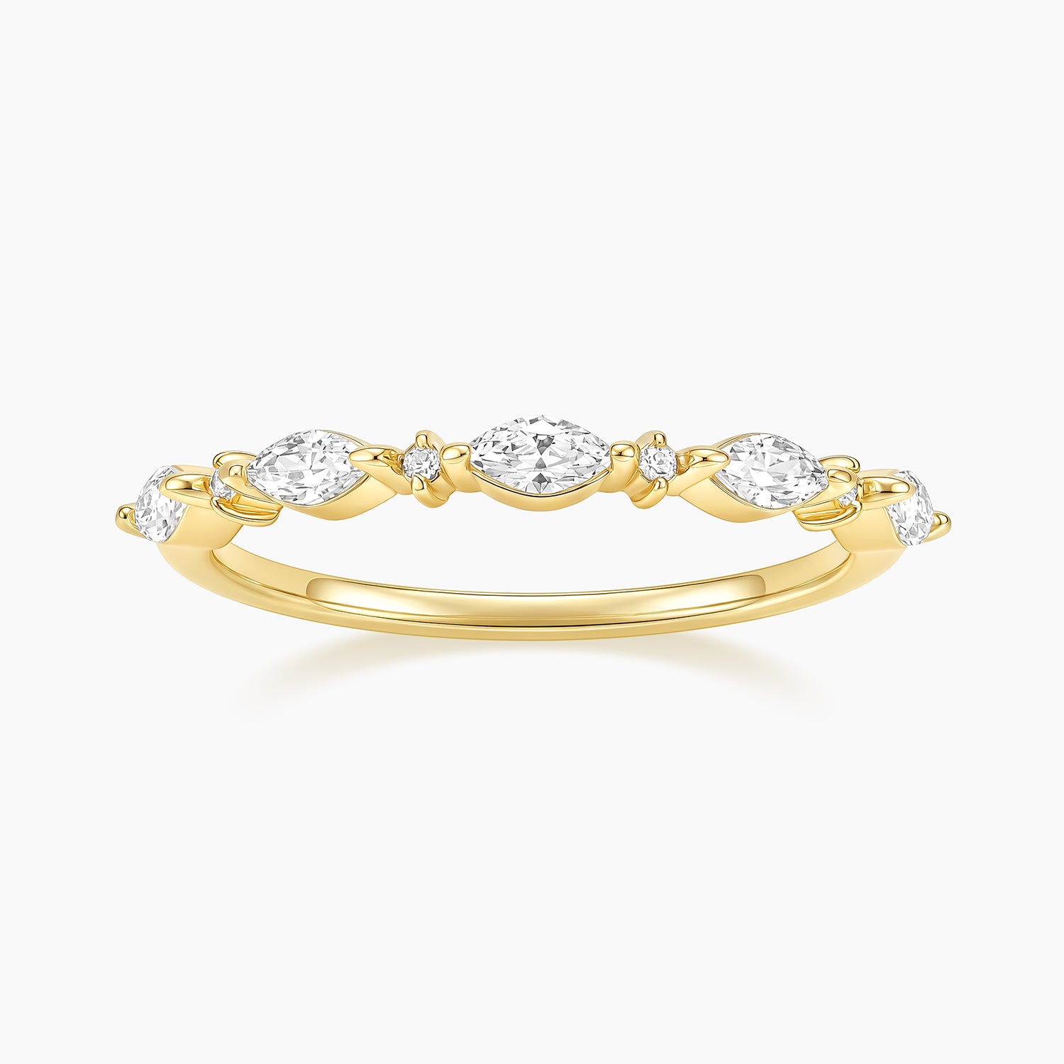 Marquise And Round Half Eternity Wedding Band