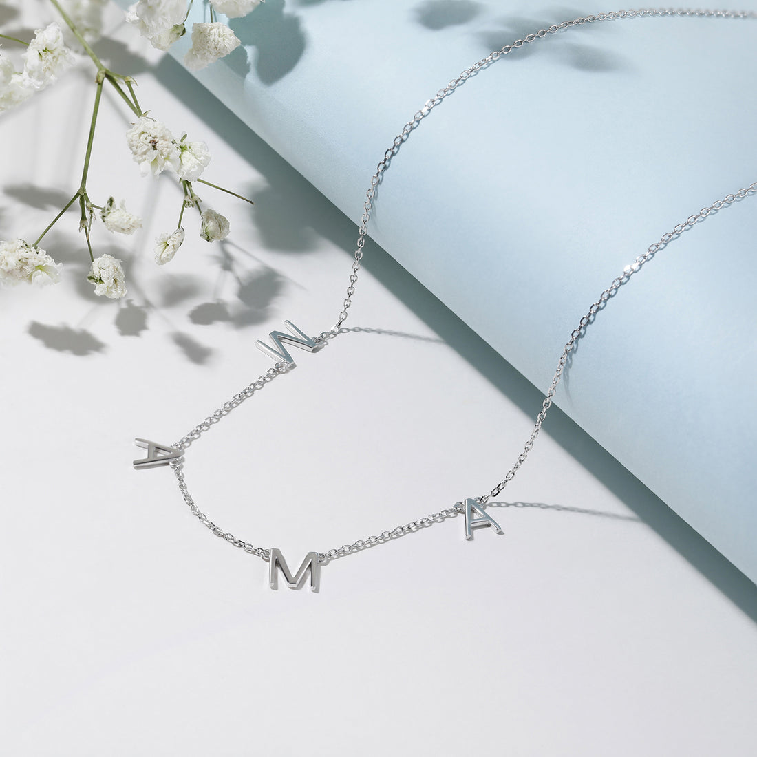 925 Sterling Silver Dainty Link Chain with the Message Mama