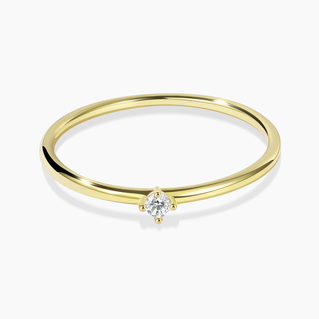 Petite Round Solitaire Moissanite Stone Ring