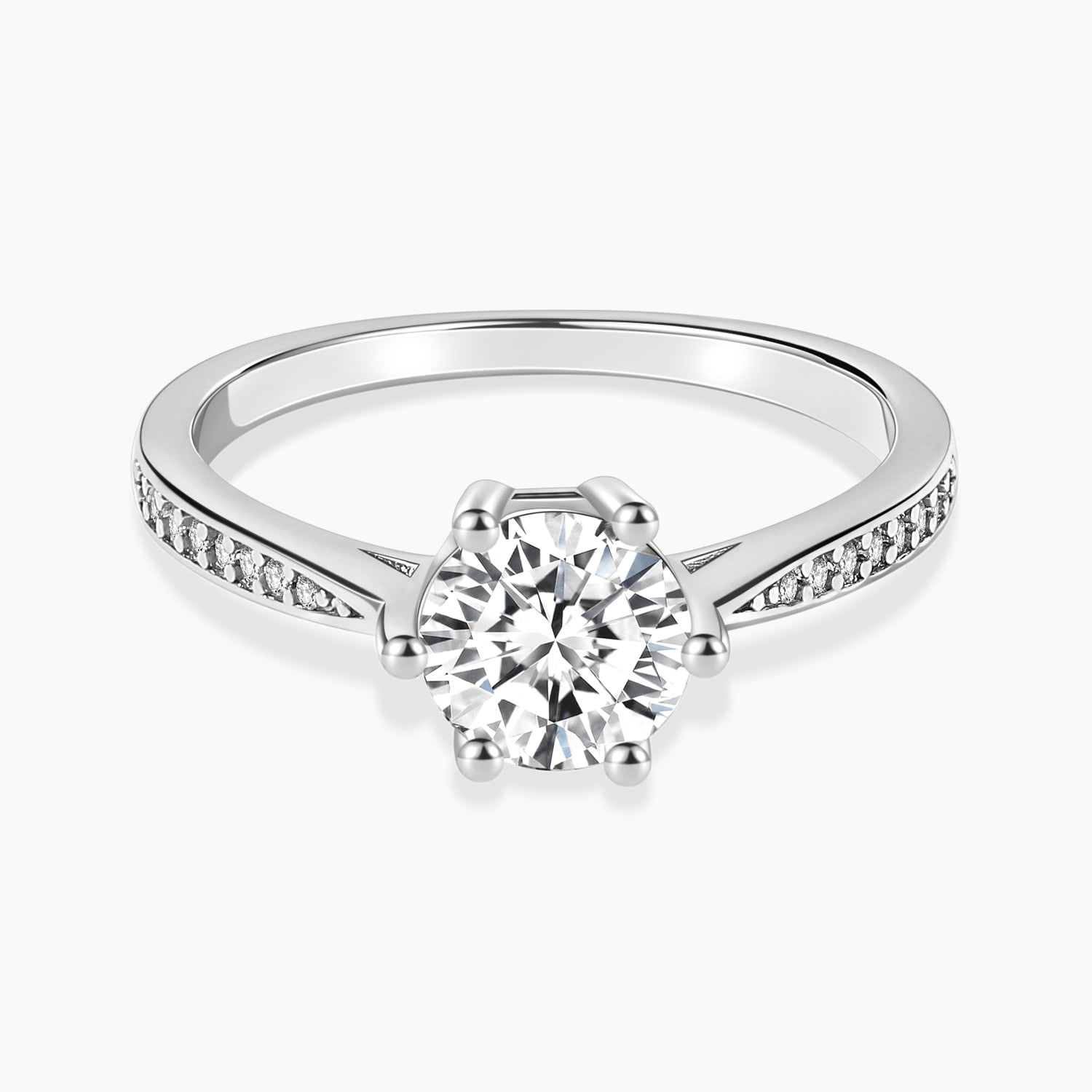 1CT Classic Round Cut Moissanite Ring