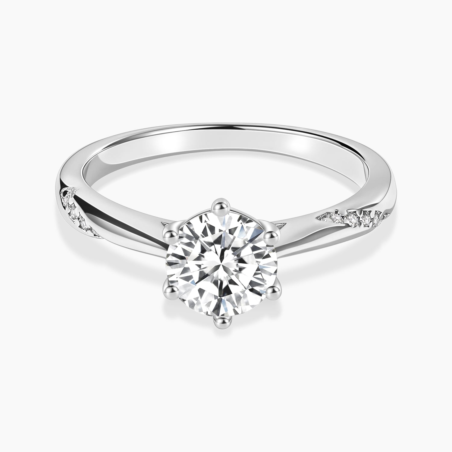 1CT Round Cut Moissanite Wedding Rings
