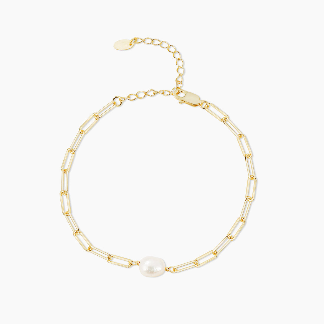 link bracelet, pearl bracelet, gold plated