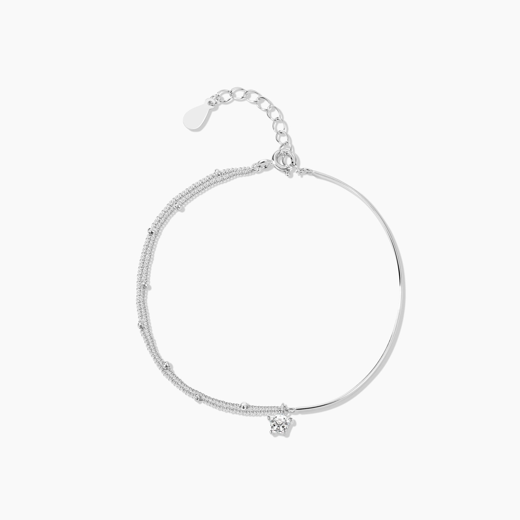 beaded bracelet, cubic zirconia, sterling silver, star bracelet