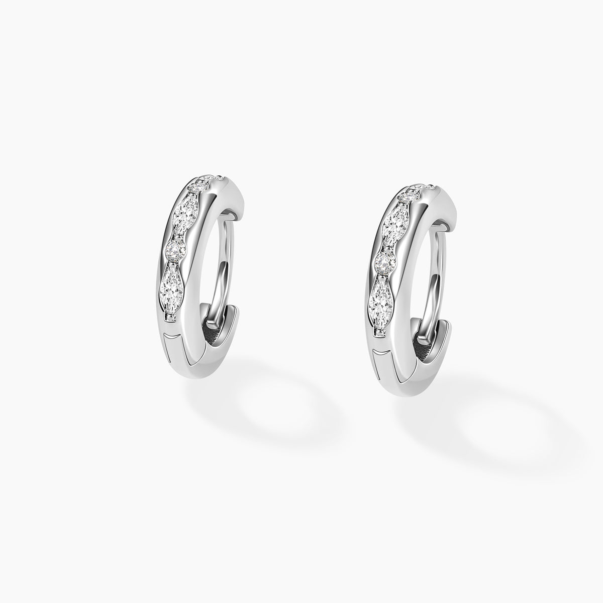 14K Plated Moissanite Huggie Earrings