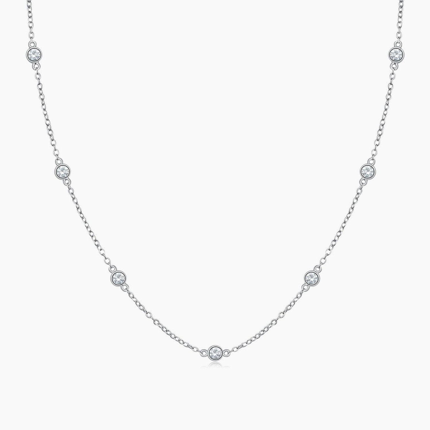 Station Round CZ Necklace