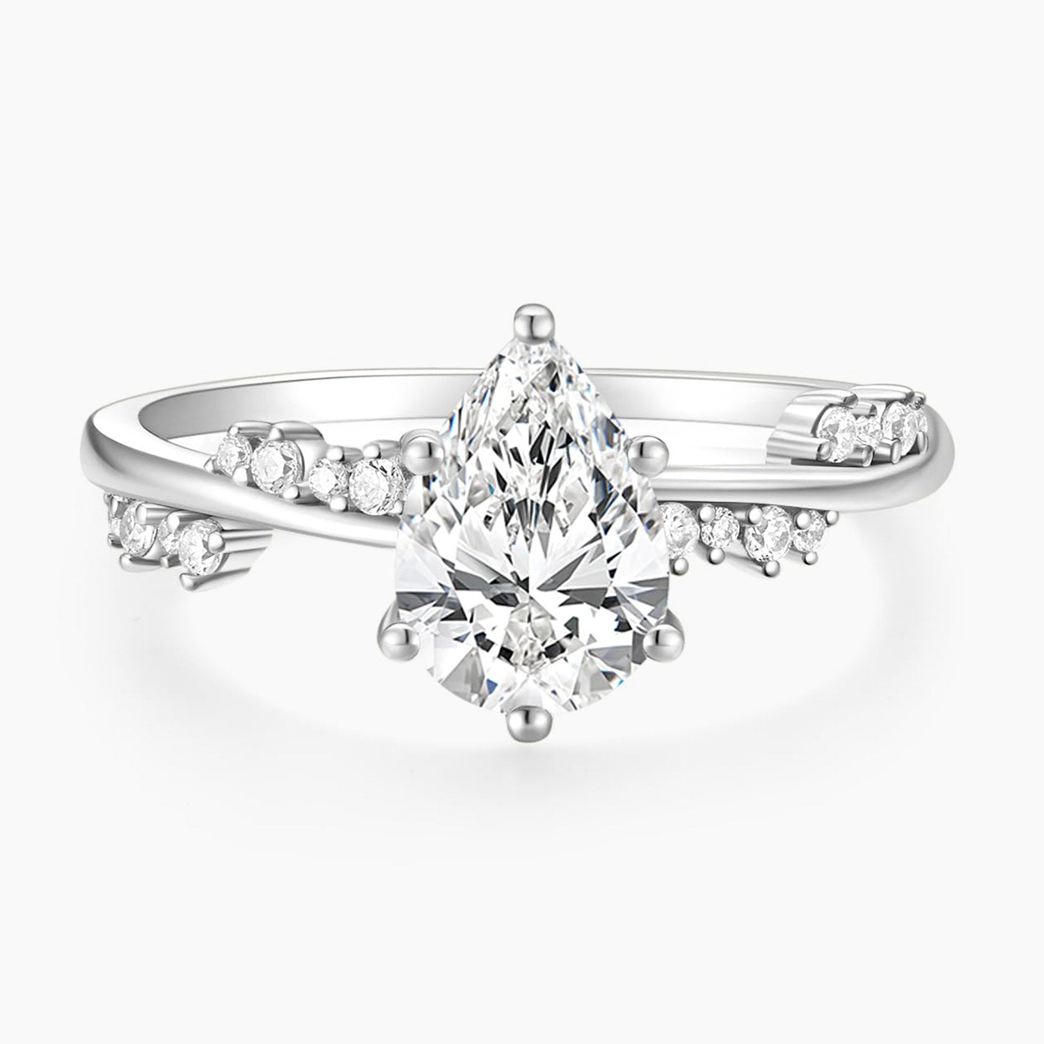 Nature Inspired Pear Cut 2CT CZ Ring S925