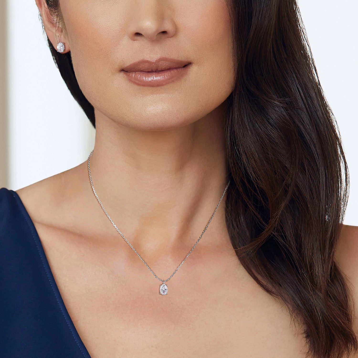 bridal set, stud earrings, solitaire necklace for women, sterling silver necklace, silver gemstone necklace, cubic zirconia necklace, cz necklace, dainty necklace, necklace and earrings set, sets bridal jewelry, wedding jewelry sets